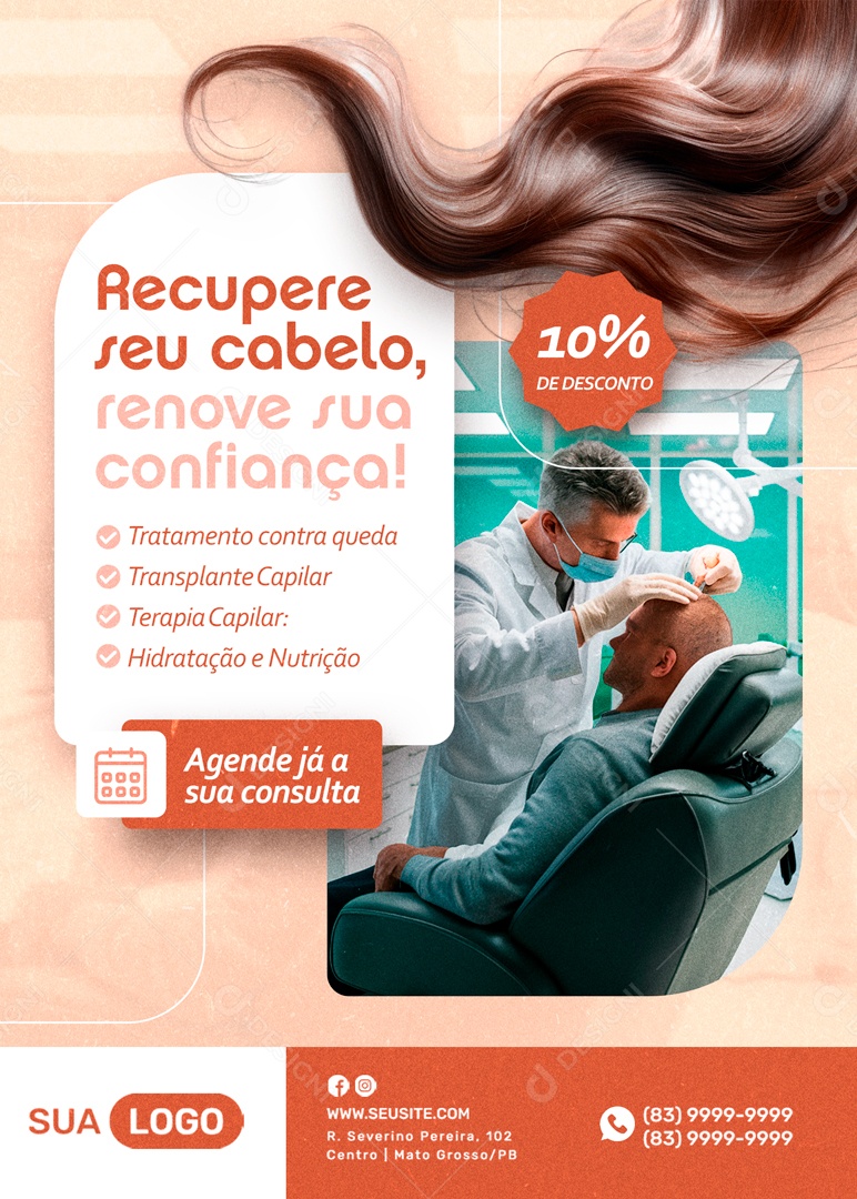 Recupere seu Cabelo Renove sua Confiança Social Media PSD Editável