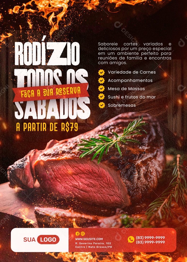 Rodízio todos os Sábados Social Media PSD Editável