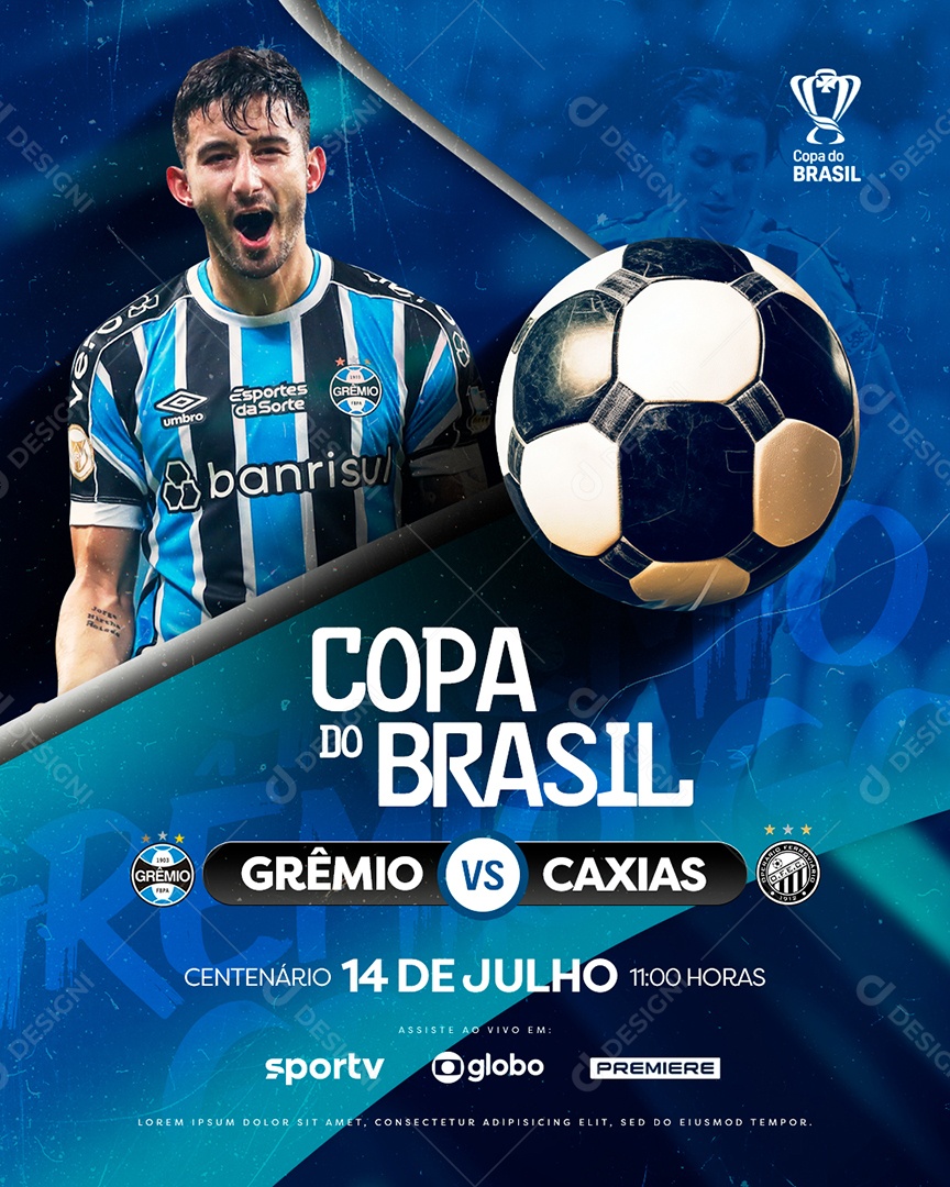 Copa do Brasil Grêmio vs Caxias Social Media PSD Editável