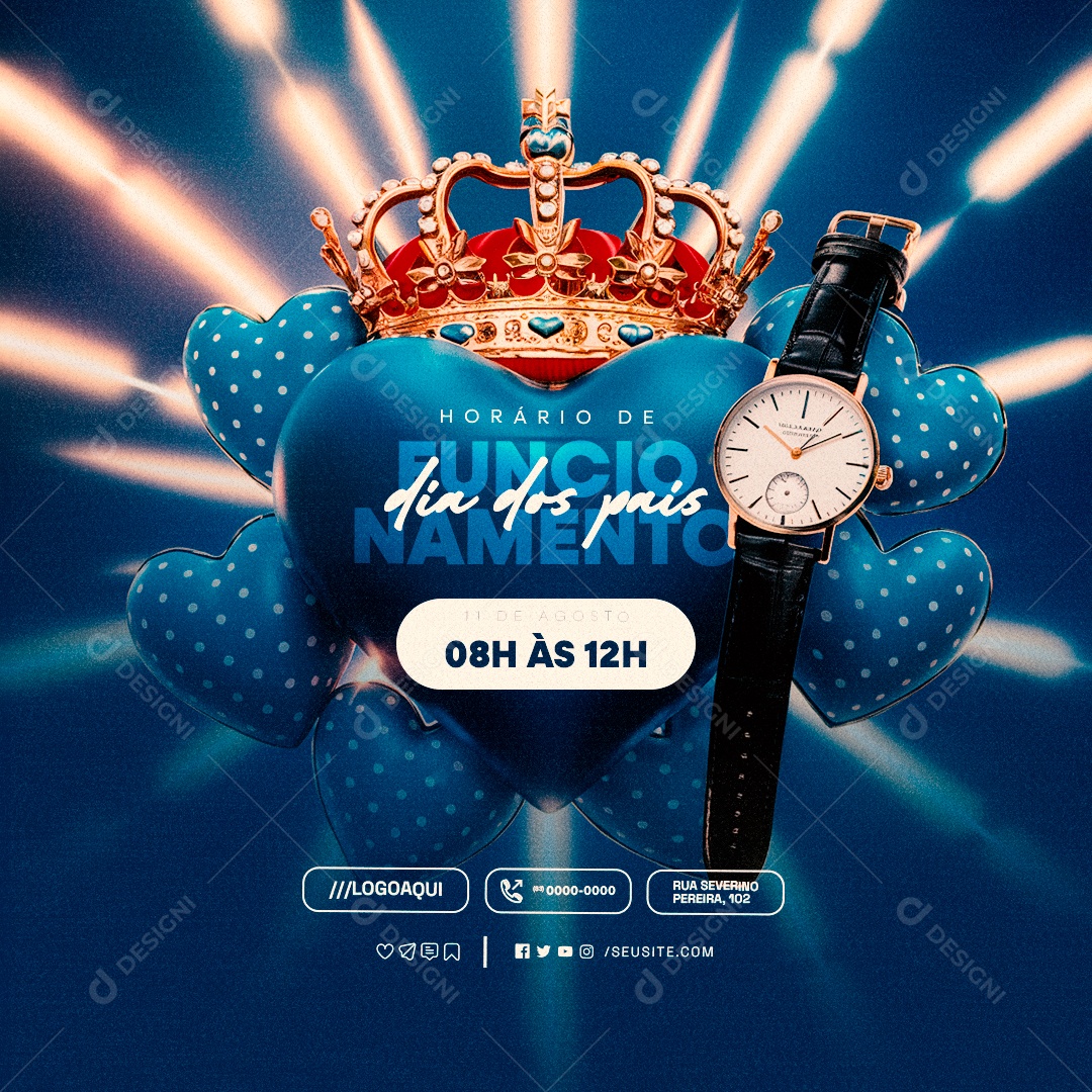 Horário de Funcionamento Dia dos Pais Social Media PSD Editável