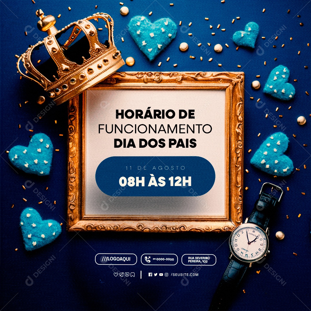 Horário de Funcionamento Dia dos Pais Social Media PSD Editável