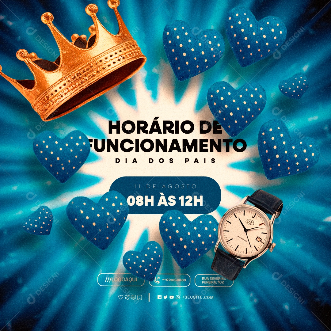 Dia Dos Pais Horário de Funcionamento Social Media PSD Editável