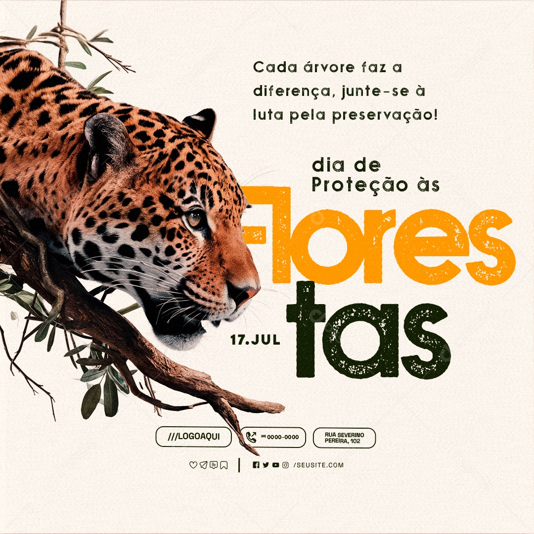 Dia da Proteção Às Florestas 17 de Julho Cada Árvore Faz a Diferença Social Media PSD Editável