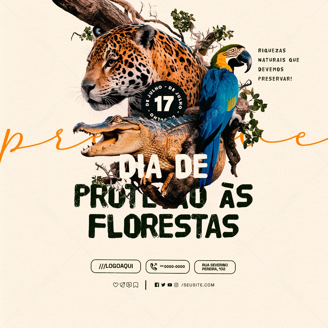 Dia da Proteção Às Florestas 17 de Julho Riquezas Naturais Social Media PSD Editável
