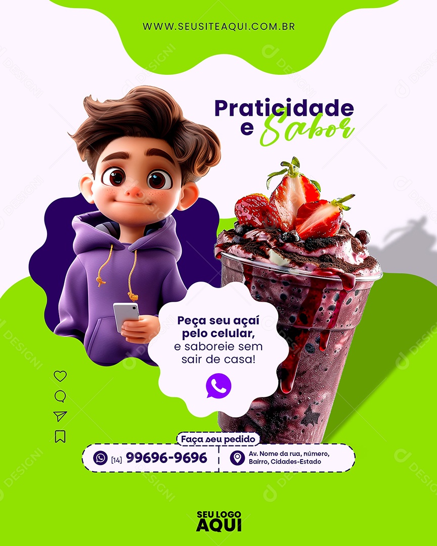 Açaiteria Açaí Social Media PSD Editável