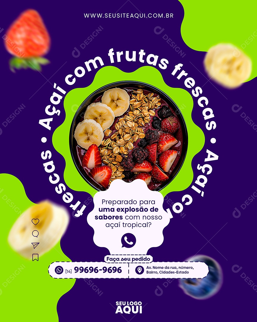 Açaiteria Açaí Social Media PSD Editável