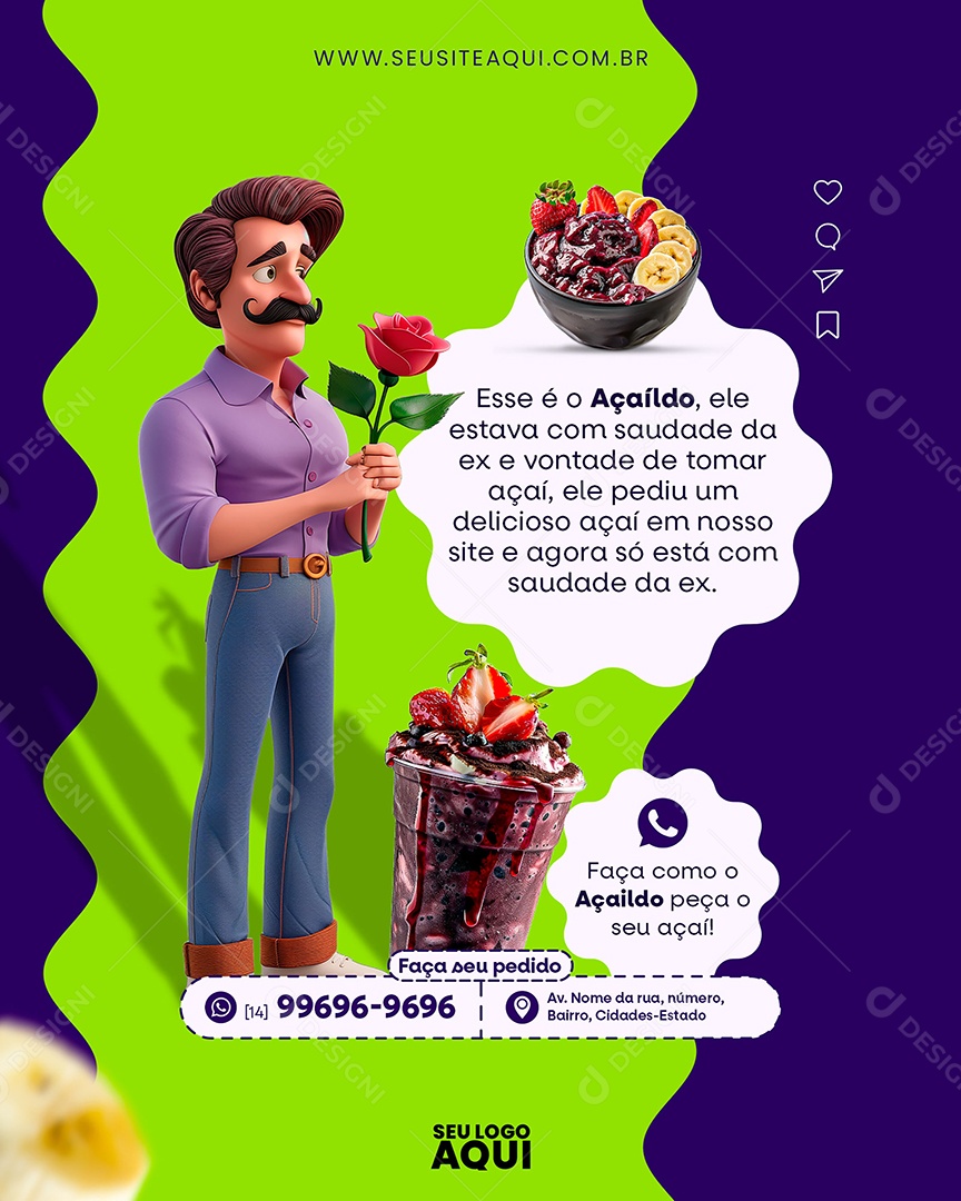 Açaiteria Açaí Social Media PSD Editável