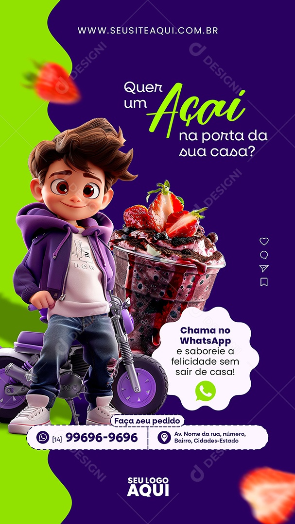 Story Açaiteria Açaí Social Media PSD Editável
