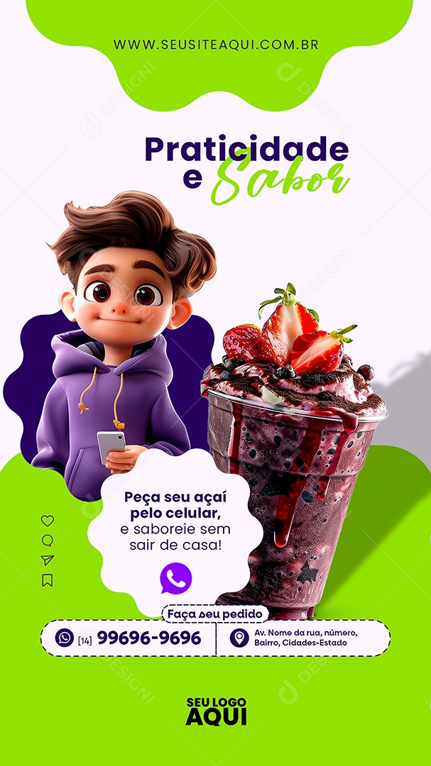 Story Açaiteria Açaí Social Media PSD Editável