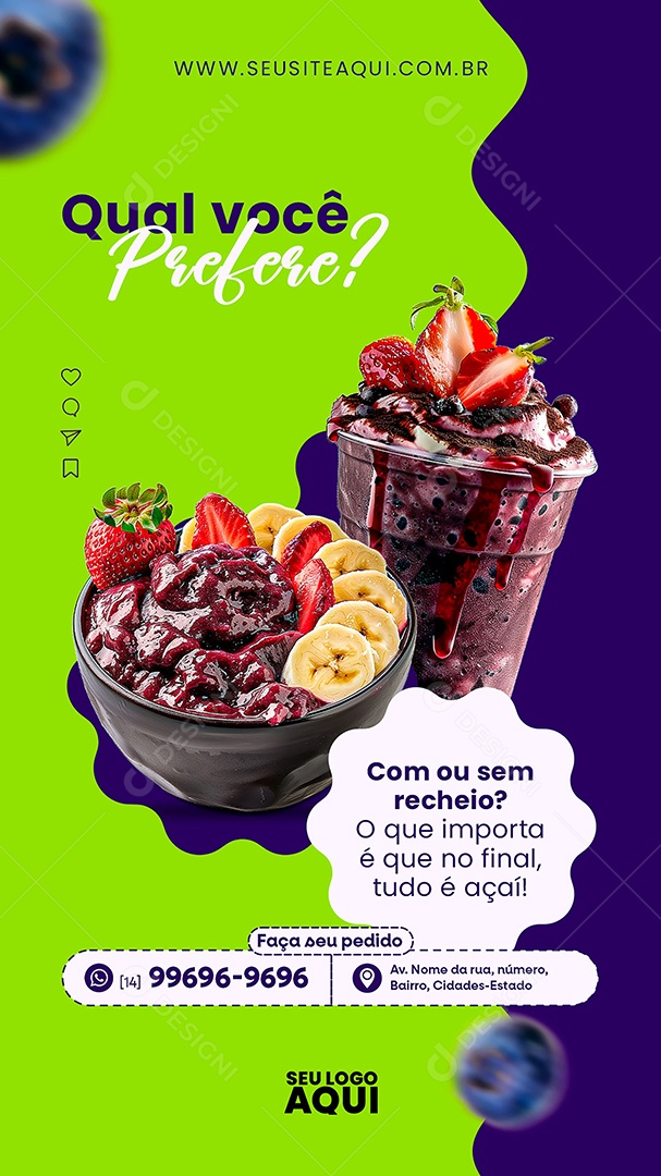 Story Açaiteria Açaí Social Media PSD Editável