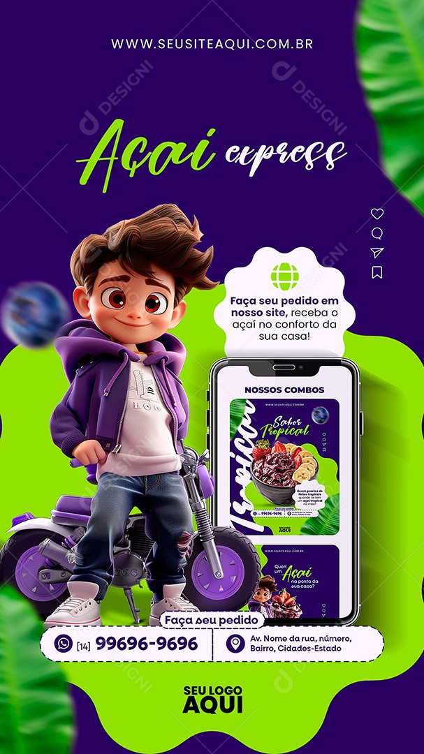 Story Açaiteria Açaí Social Media PSD Editável