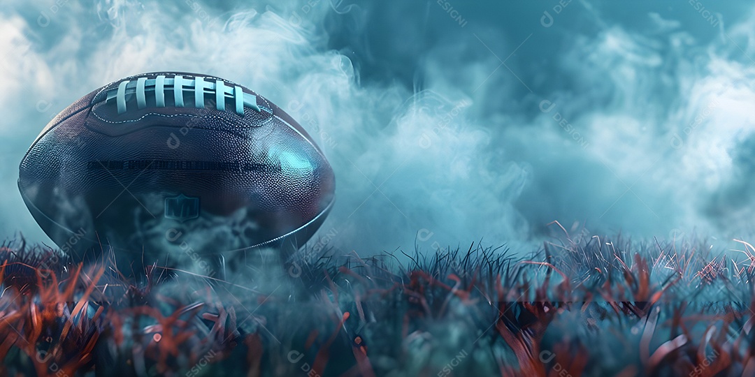 Bola de futebol americano na grama do estádio