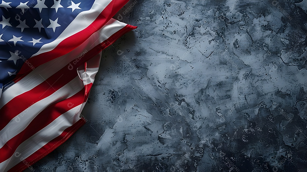 Bandeira americana em fundo grunge preto com copyspace