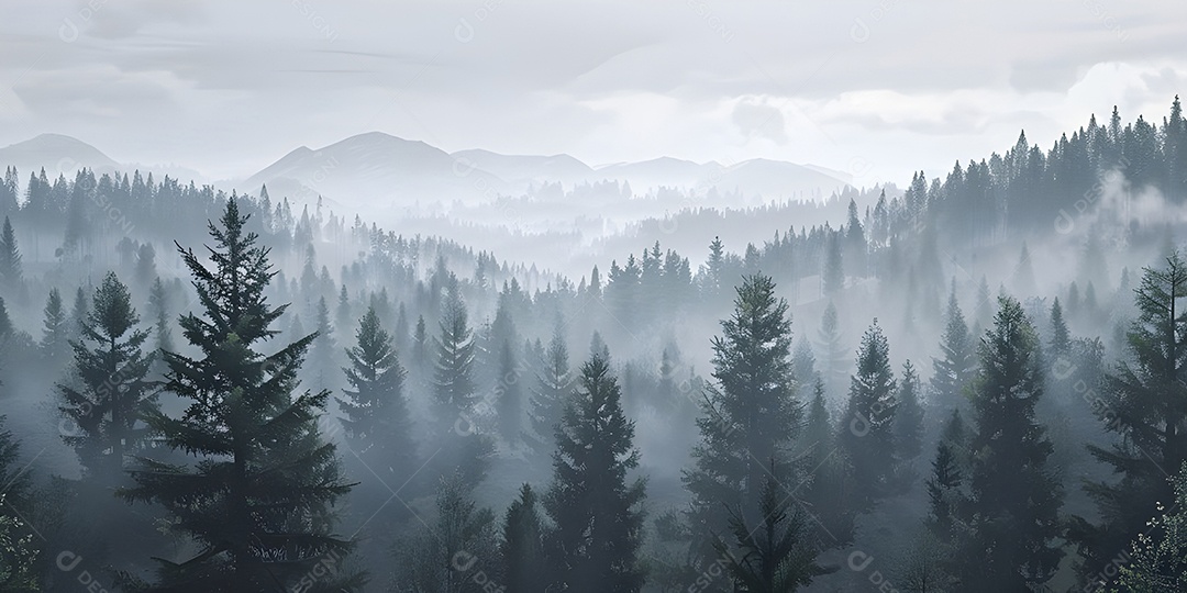 Fundo panorama de paisagem florestal no inverno