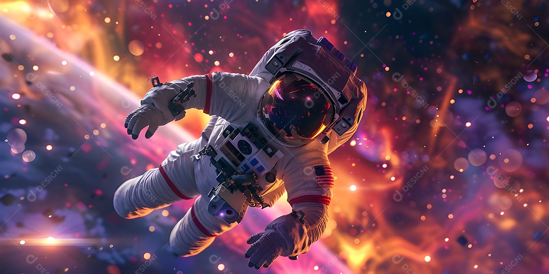 Astronauta no fundo do espaço