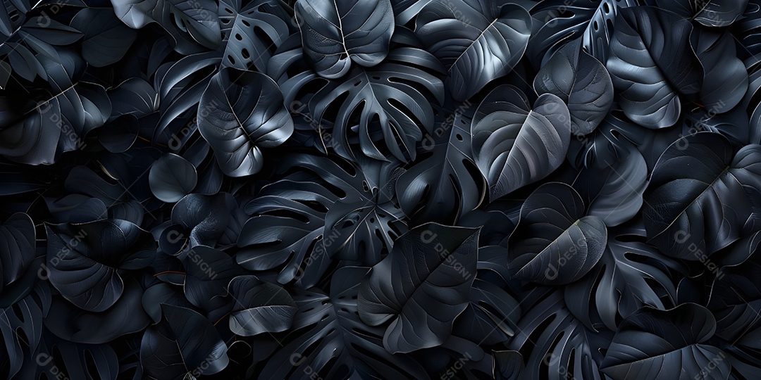 Fundo de folhas tropicais pretas