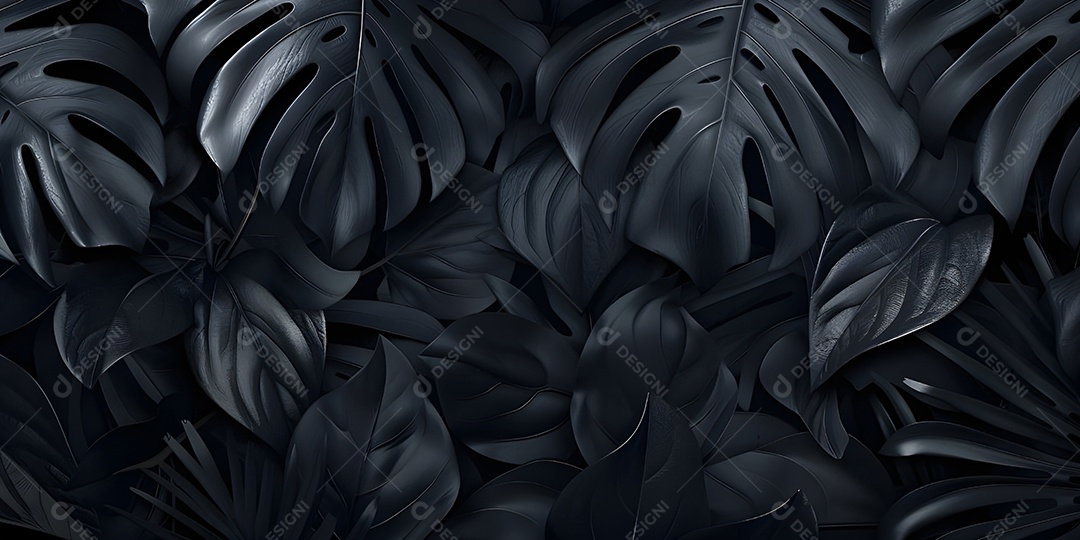 Fundo de folhas tropicais pretas