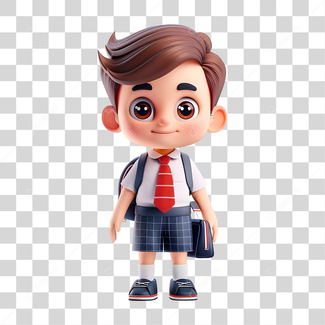Menino de Uniforme do Colégio PNG Transparente