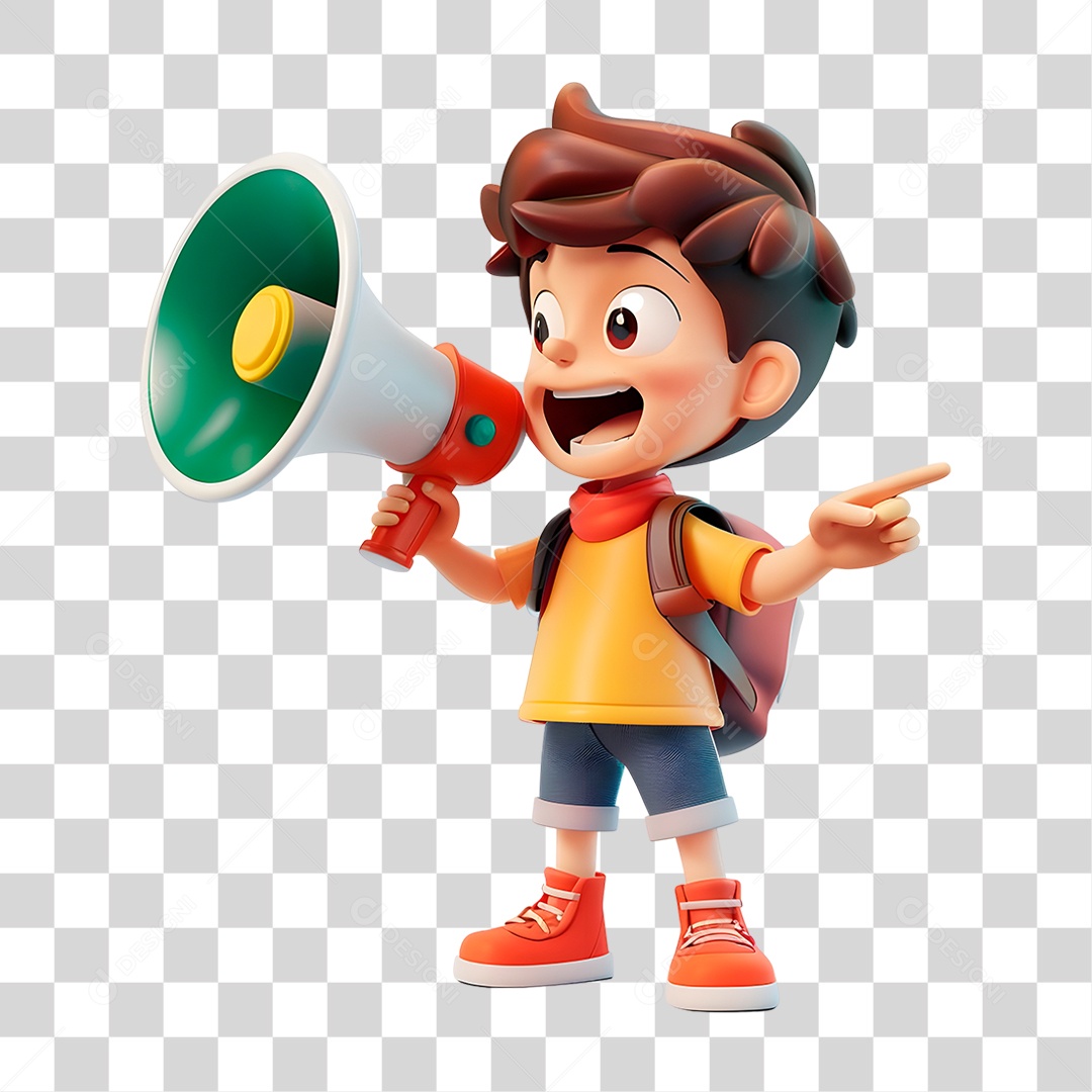 Menino Segurando Megafone PNG Transparente
