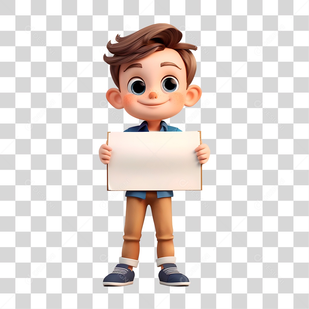 Menino Segurando Papel PNG Transparente