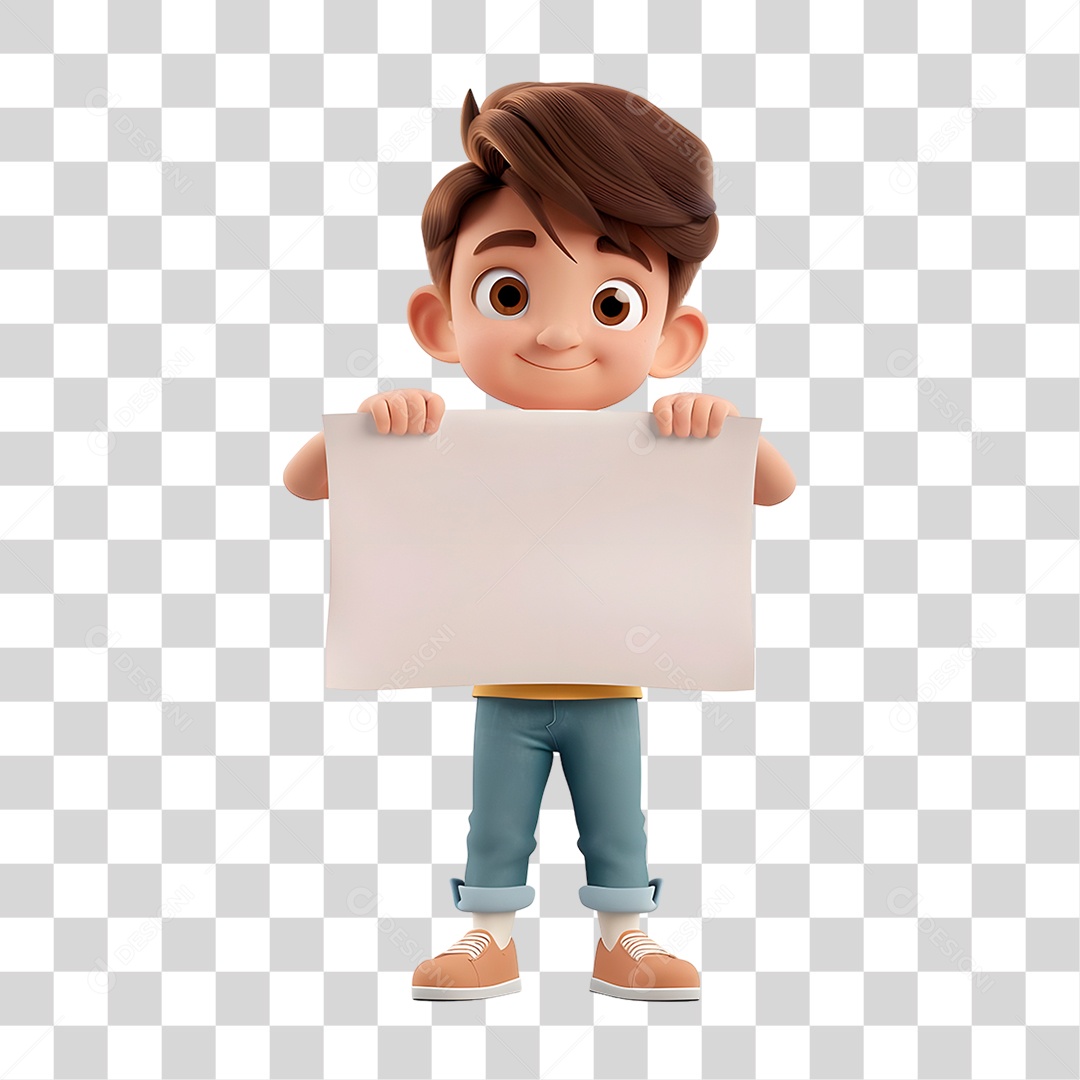 Menino Segurando Papel PNG Transparente
