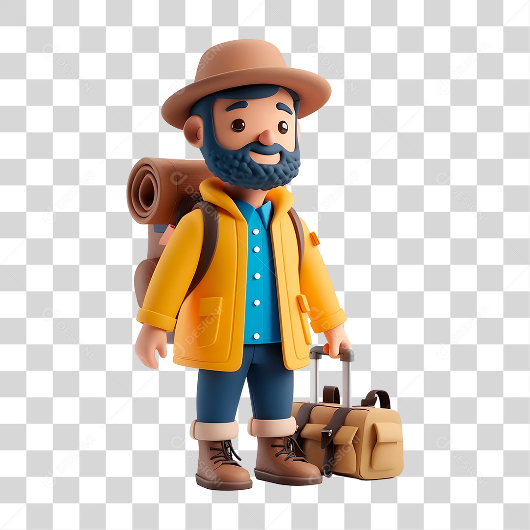 Homem com Mochila Nas Costas PNG Transparente