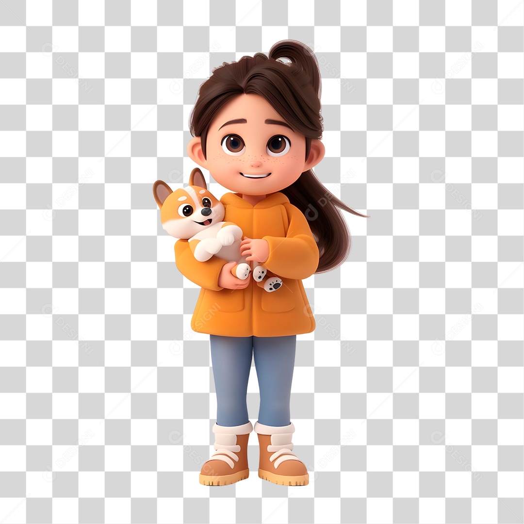 Menina Segurando Cachorro PNG Transparente