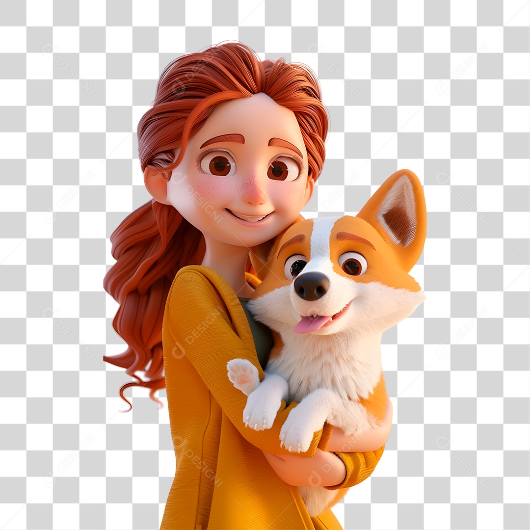 Menina Segurando Cachorro PNG Transparente