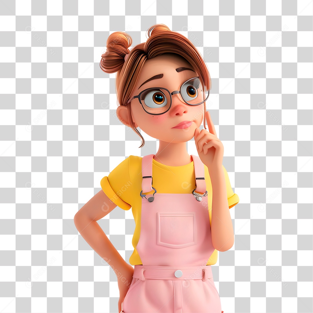 Menina Pensando PNG Transparente