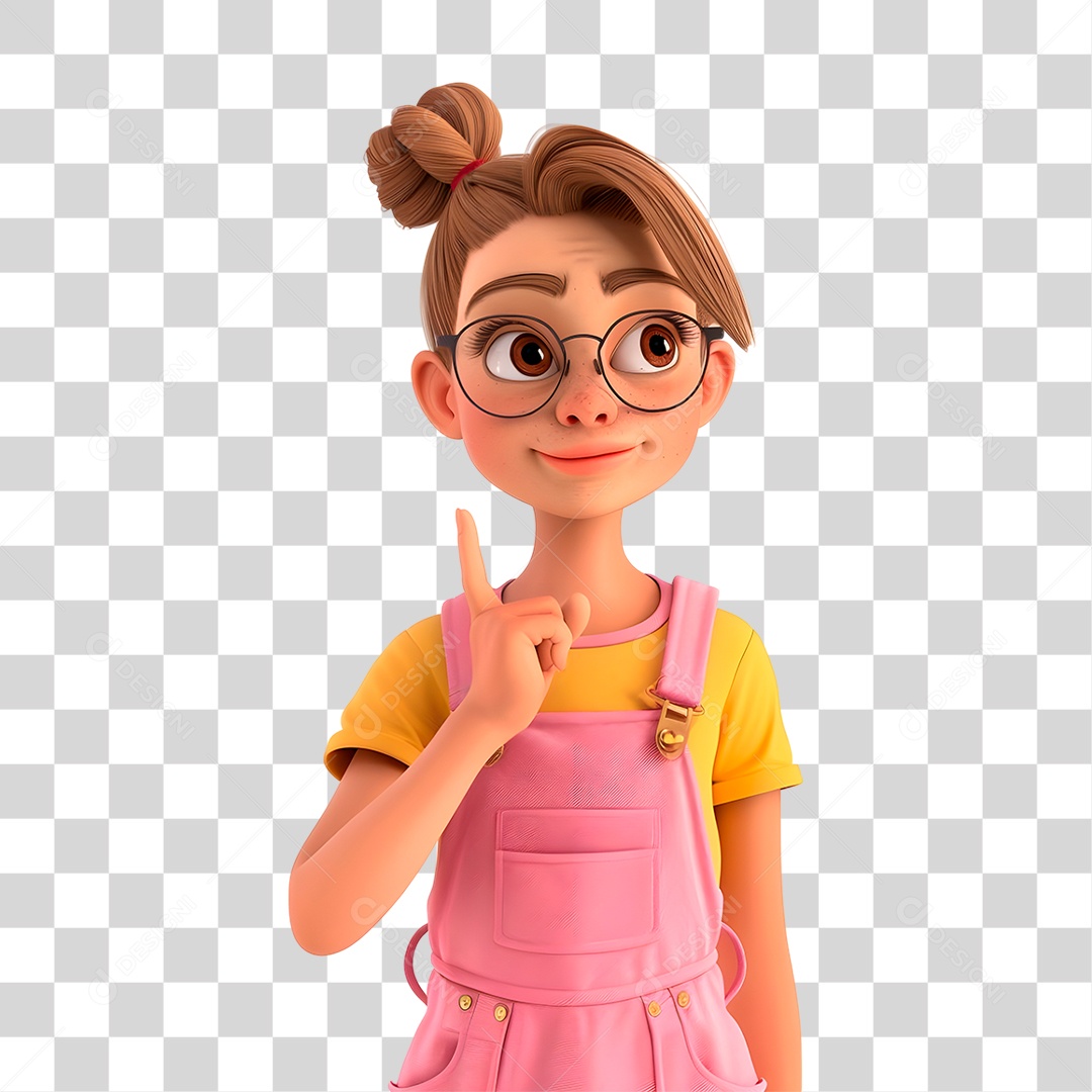 Menina Pensando PNG Transparente