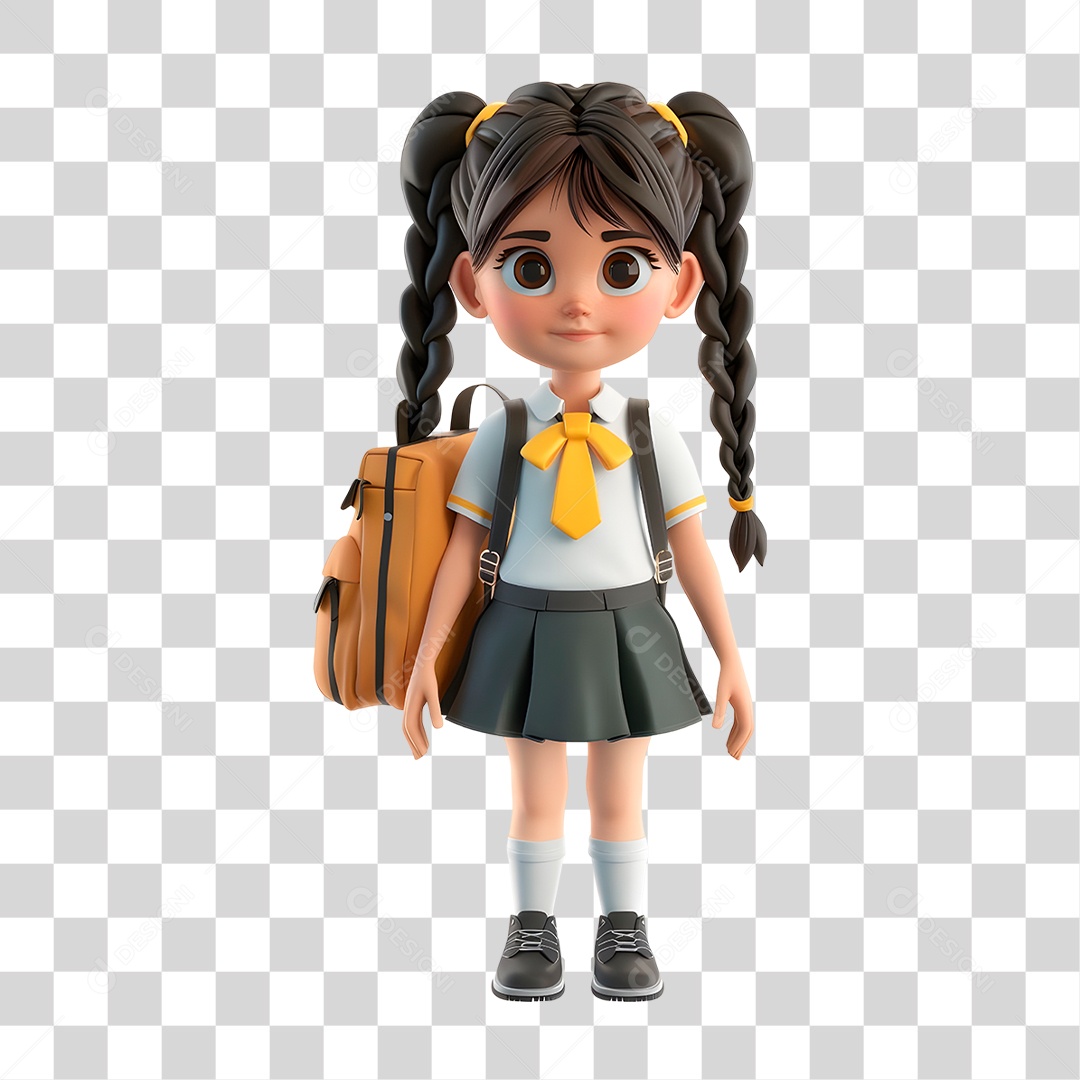 Menina de Uniforme da Escola PNG Transparente