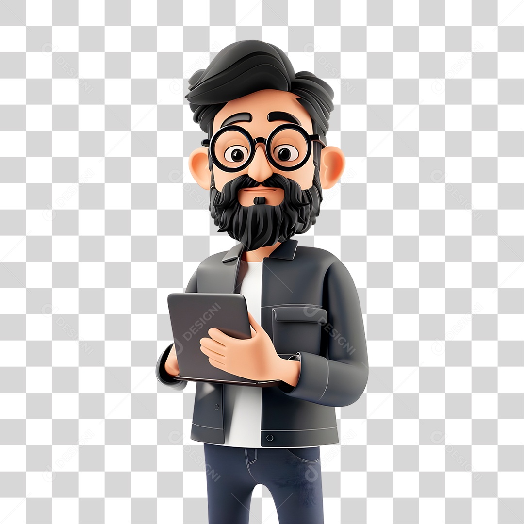 Homem Segurando Tablet PNG Transparente