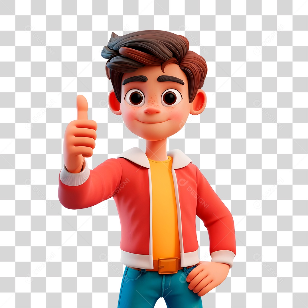 Menino Fazendo Sinal de Positivo PNG Transparente