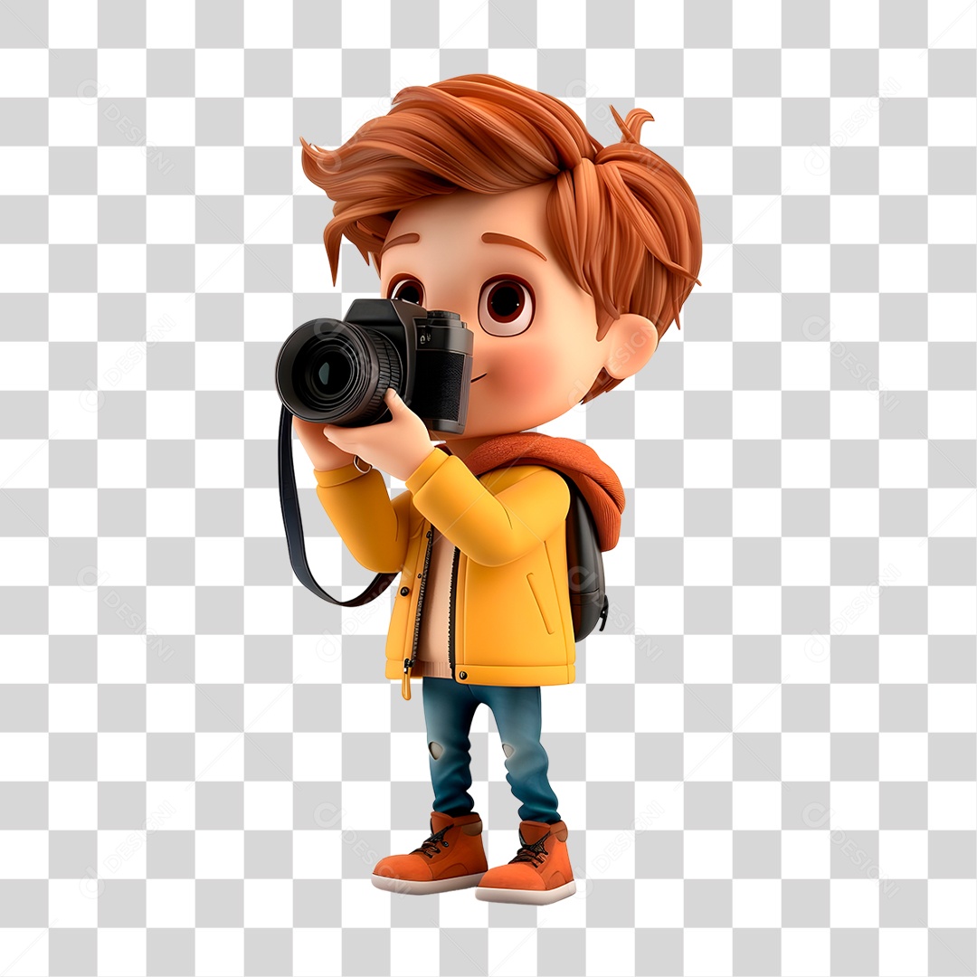 Garoto Segurando Câmera PNG Transparente
