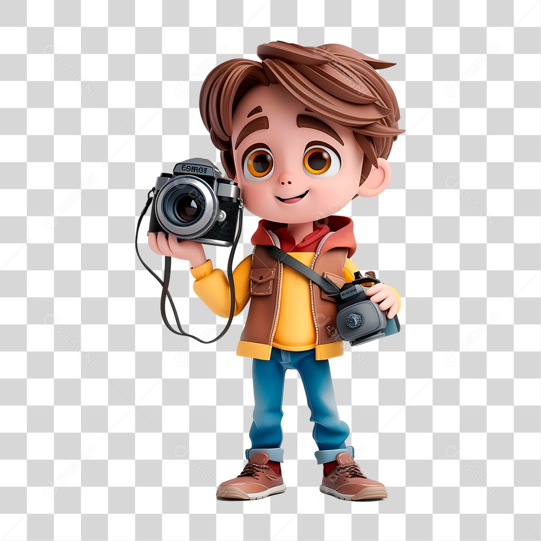 Garoto Segurando Câmera PNG Transparente