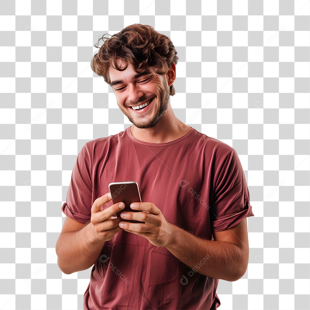 Homem Segurando Celular PNG Transparente