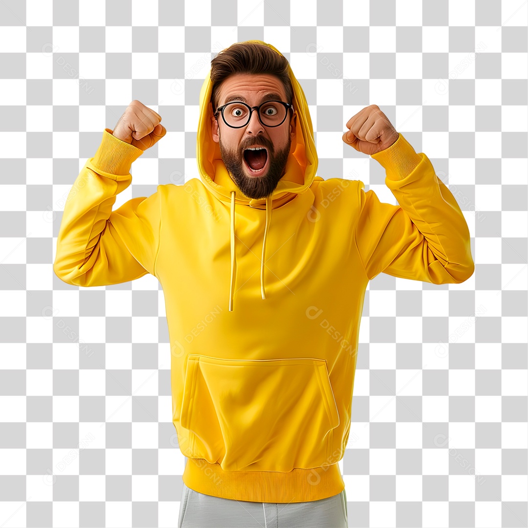 Homem de Blusão Amarelo PNG Transparente