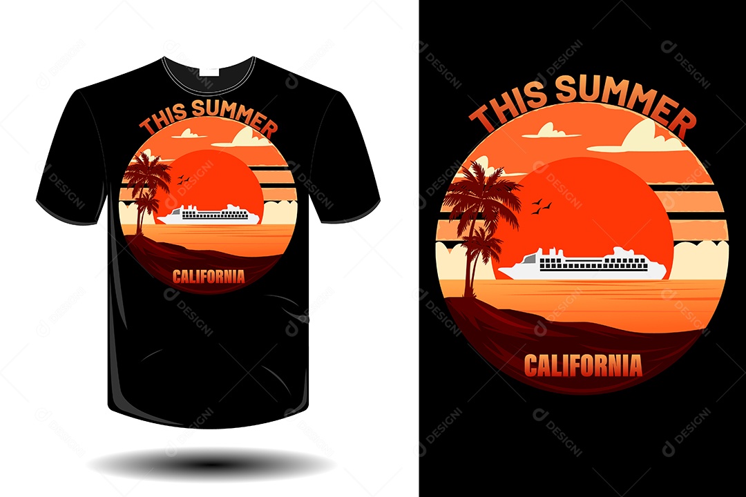 Modelo de Estampa de Camiseta Ilustração Vetor EPS