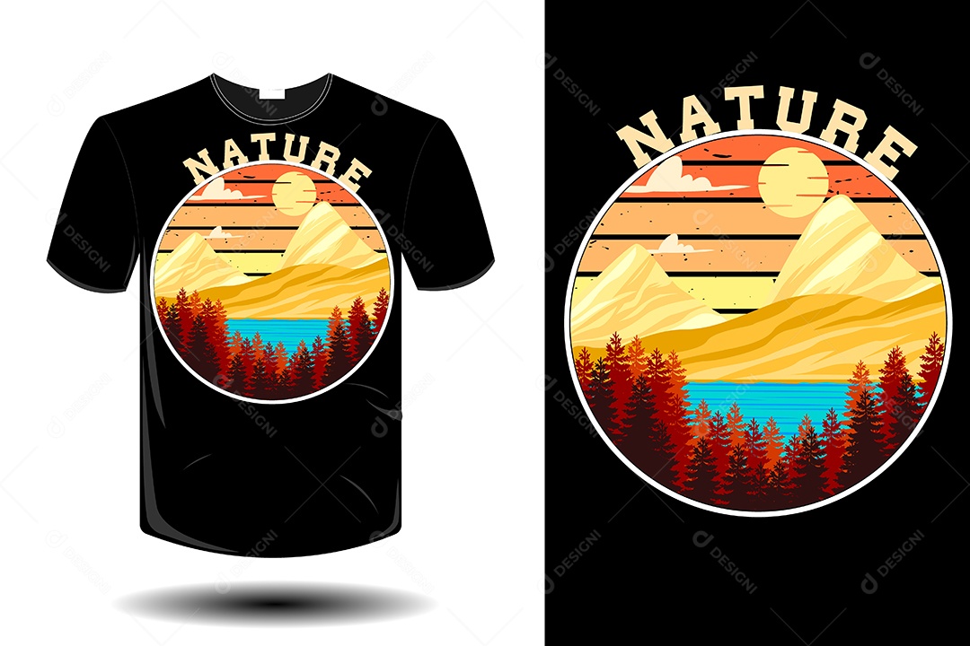 Modelo de Estampa de Camiseta Ilustração Vetor EPS