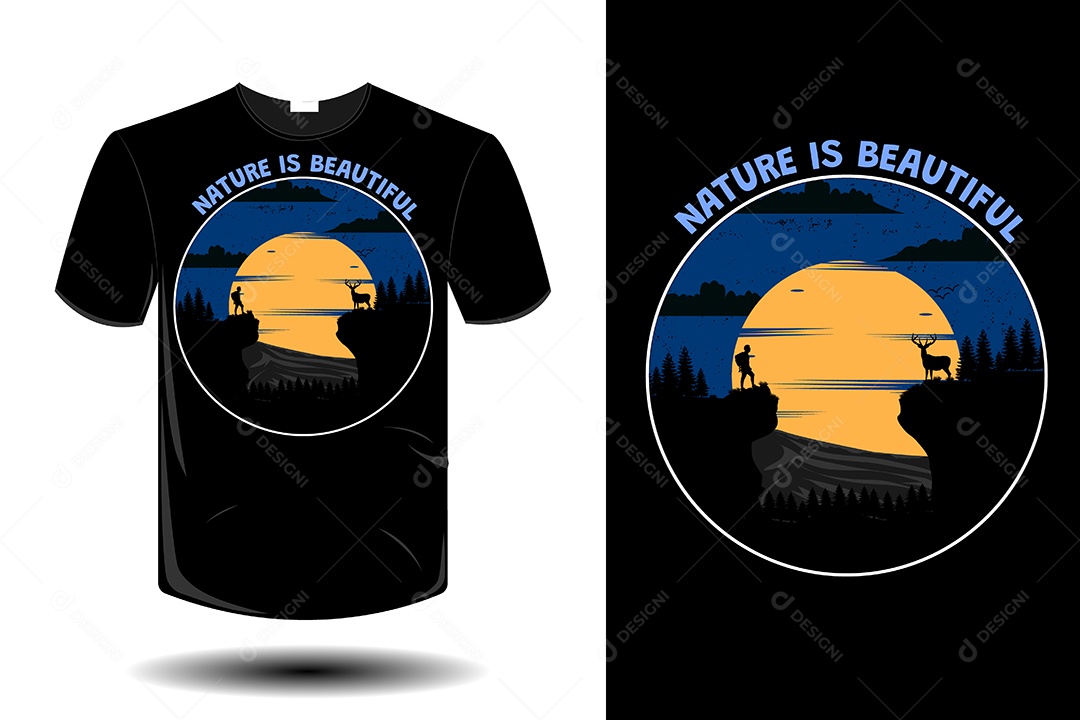 Modelo de Estampa de Camiseta Ilustração Vetor EPS