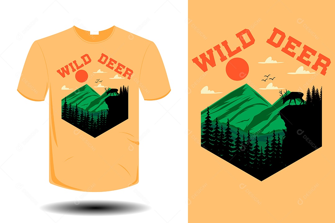 Modelo de Estampa de Camiseta Ilustração Vetor EPS