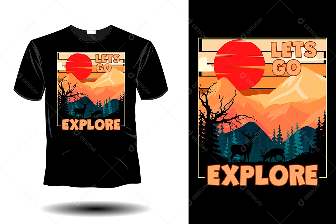 Modelo de Estampa de Camiseta Ilustração Vetor EPS