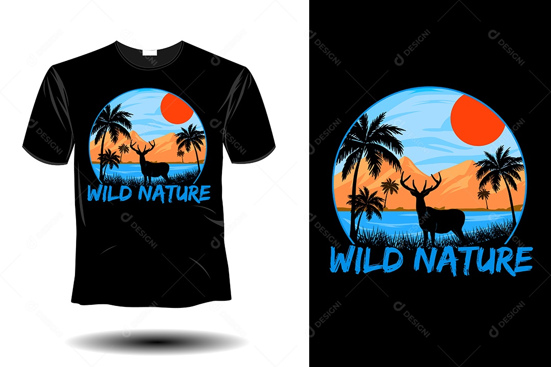 Modelo de Estampa de Camiseta Ilustração Vetor EPS