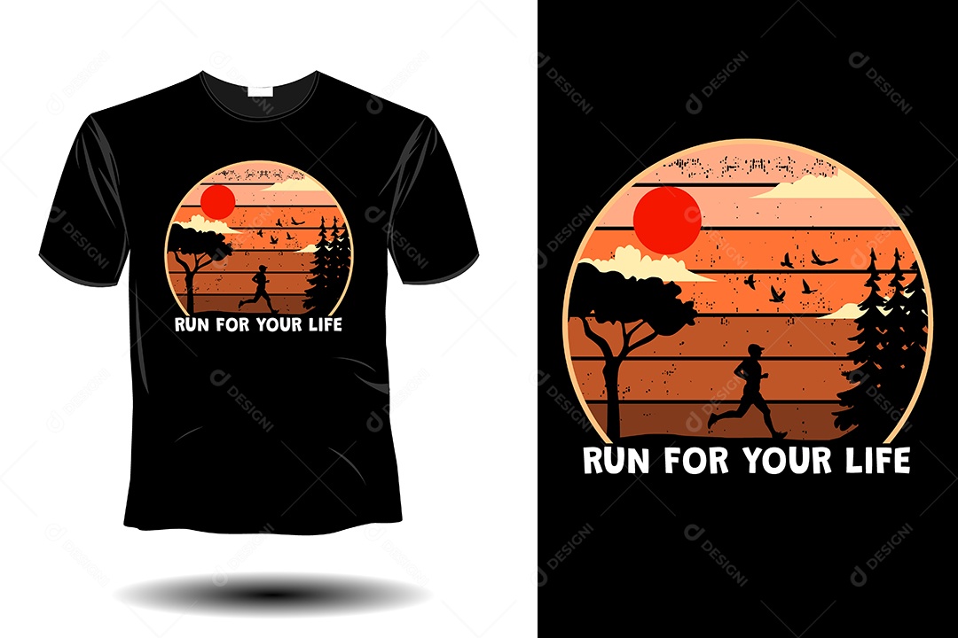 Modelo de Estampa de Camiseta Ilustração Vetor EPS