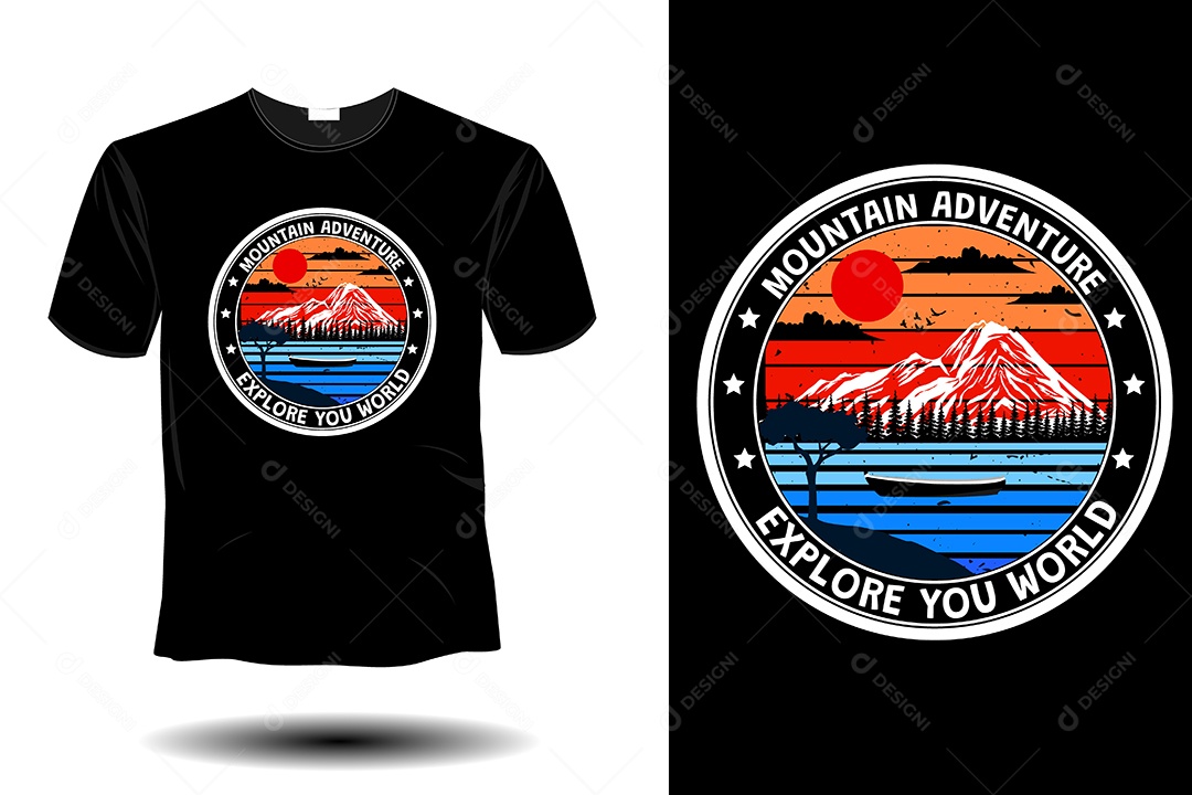 Modelo de Estampa de Camiseta Ilustração Vetor EPS