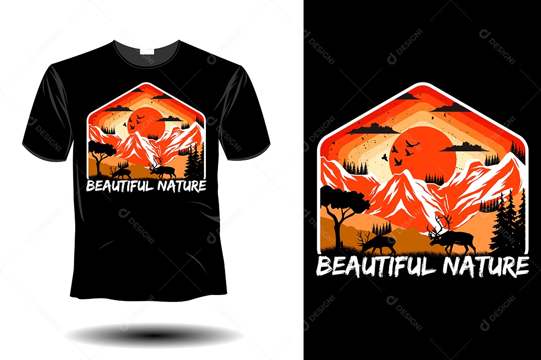 Modelo de Estampa de Camiseta Ilustração Vetor EPS