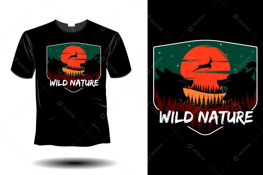 Modelo de Estampa de Camiseta Ilustração Vetor EPS