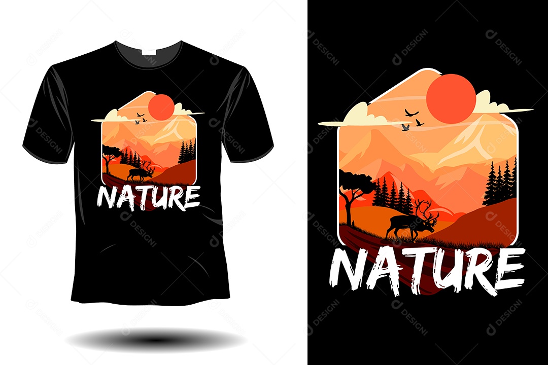 Modelo de Estampa de Camiseta Ilustração Vetor EPS