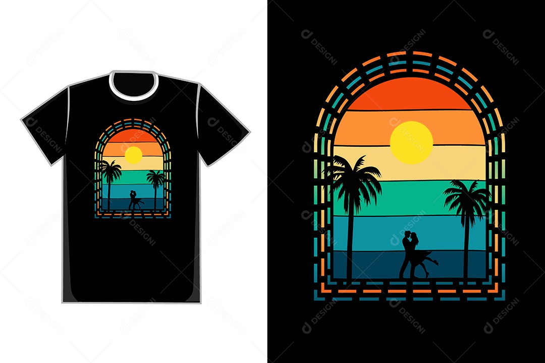 Modelo de Estampa de Camiseta Ilustração Vetor EPS