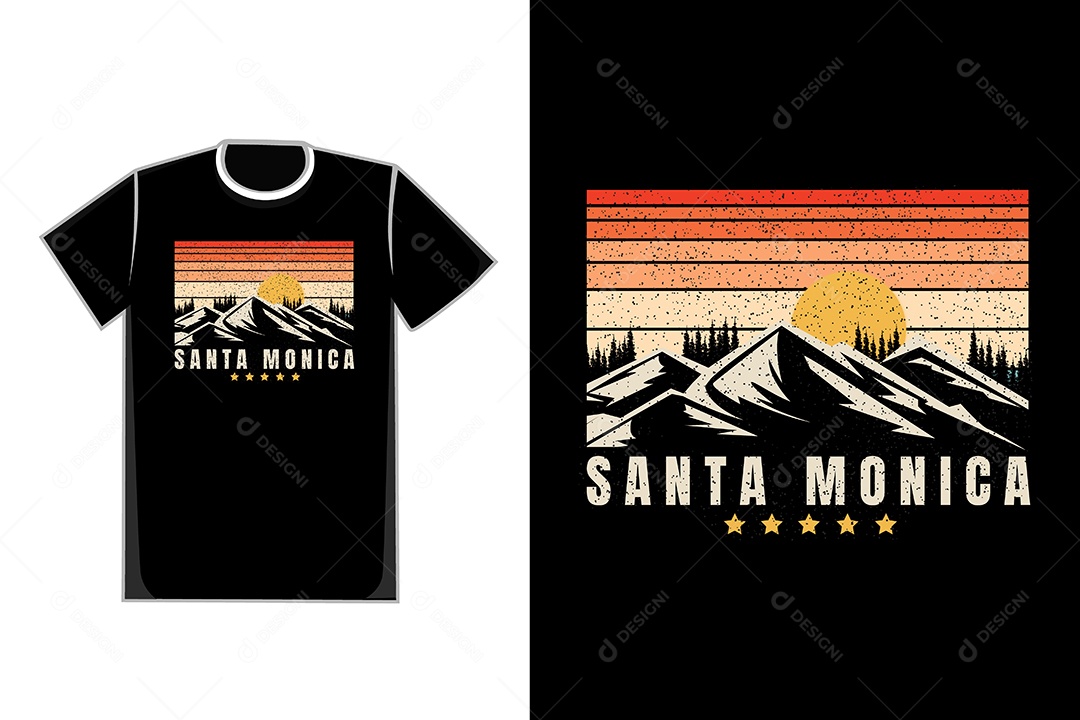 Modelo de Estampa de Camiseta Ilustração Vetor EPS